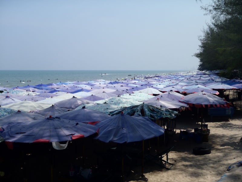 crowded beach in  Cha-am