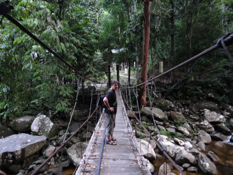 bridge over the waterfall pool,\"Gunung Stong\"