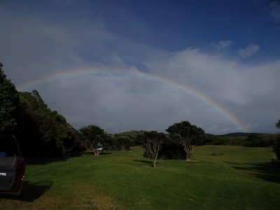 Tawharanui Regional Park, morning rainbow