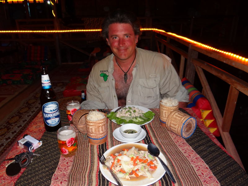 dinner on our veranda over the Mekong,Don Khon, Four Thousand Islands